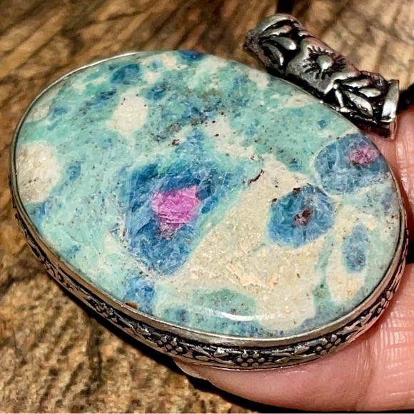 Corundum Ruby Fuchsite Pendant 1 1/2”x 1 7/8” - Picture 6 of 14